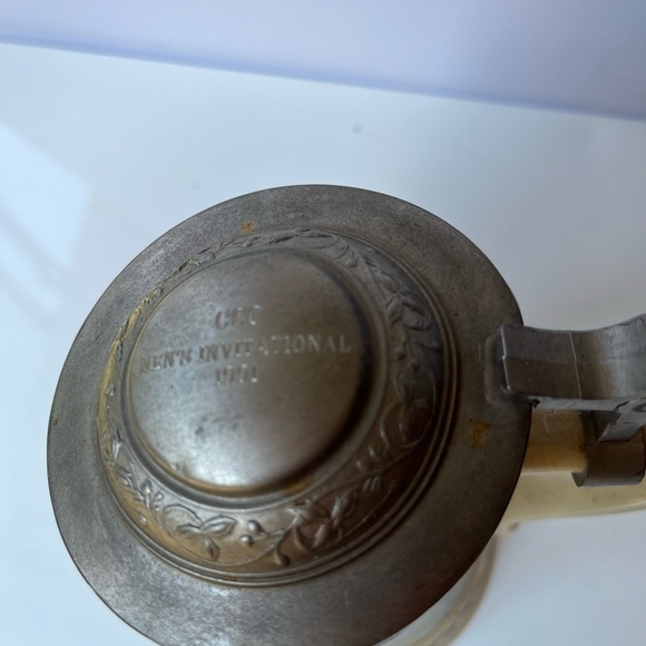 Vintage Ceramic German Beer Stein with Golf Scene and Pewter lid - Picture 7 of 11